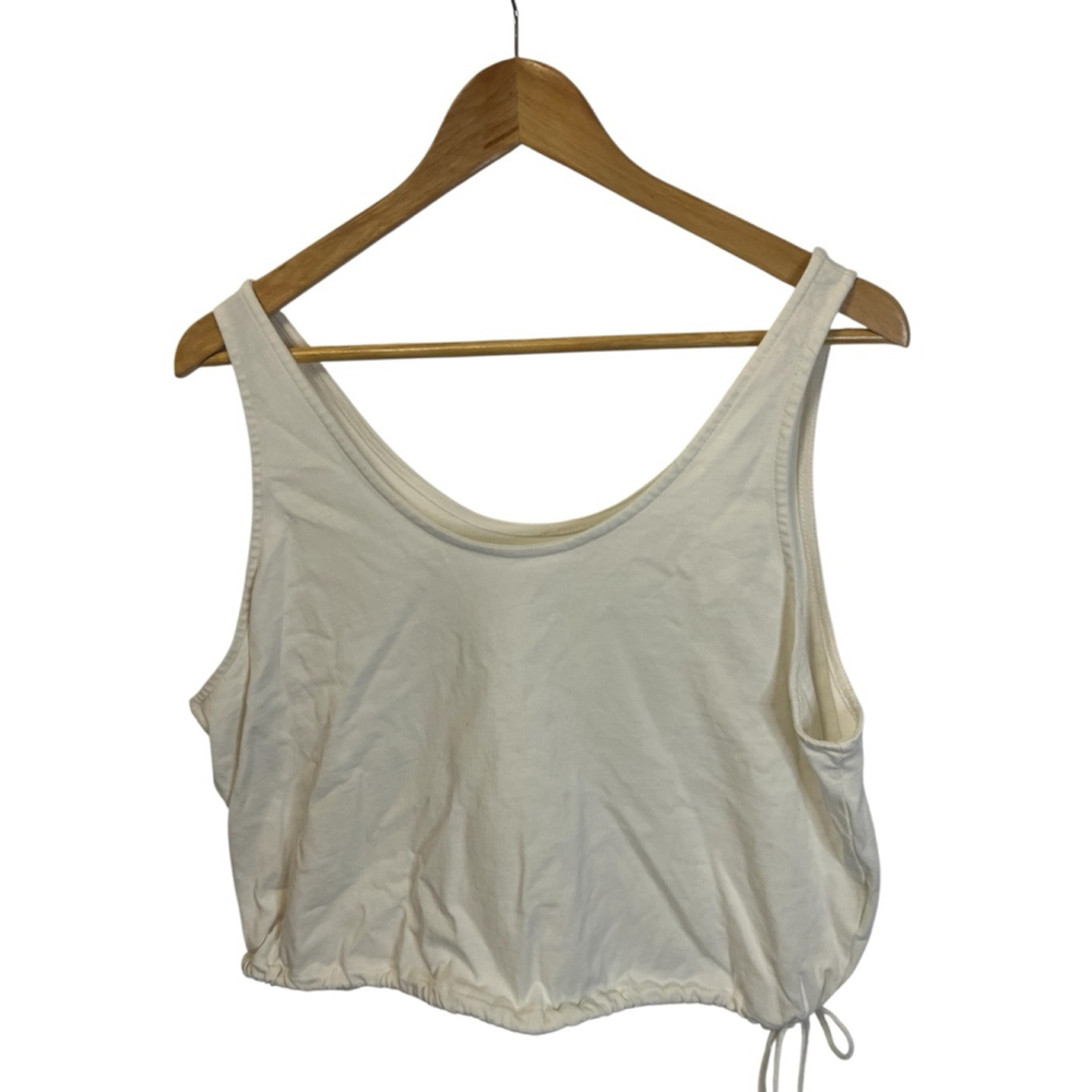 Nike Women’s Cream Cropped Drawstring Tank Top Size Large - Picture 3 of 9